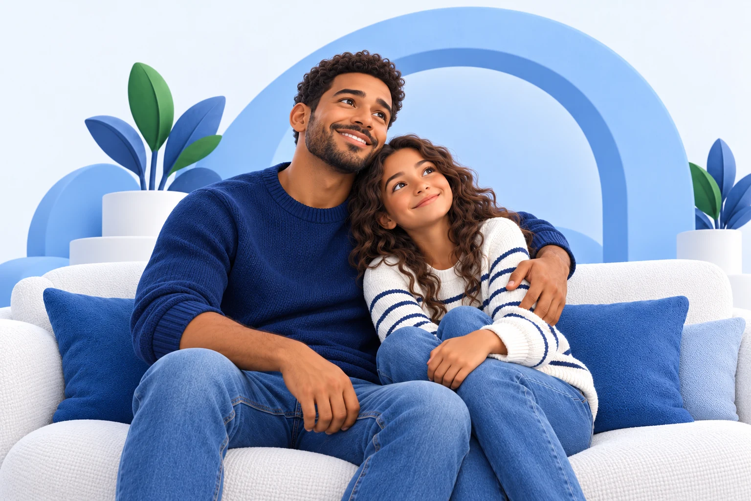 Illustration 3D : Un père avec sa fille